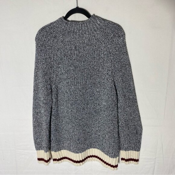 SOLD-DKR Cottage Collection Grey Cream Red Knit Crew Neck Cabin Sweater M - Picture 14 of 15